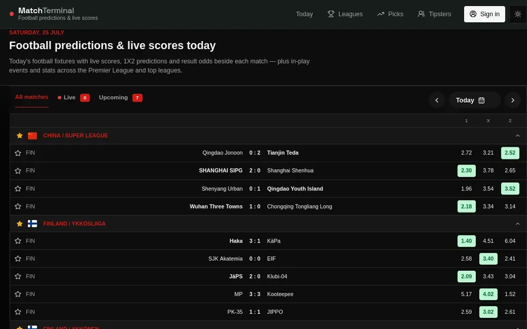 Match Terminal — Live scores and match predictions